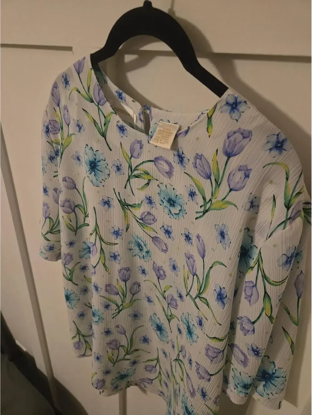 Vintage Christie & Jill Floral Plisse Blouse - Picture 4 of 4